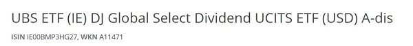 UBS ETF (IE) DJ Global Select Dividend UCITS ETF (USD) A-dis