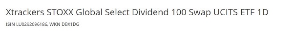 Xtrackers STOXX Global Select Dividend 100 Swap UCITS ETF 1D, Dividenden-ETF, beste Dividenden-ETFs der Welt