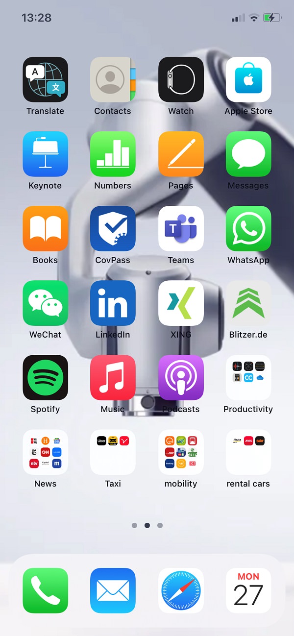 Homescreen, Apple, iPhone, Apps, Sebastian Lange, Agile Robots, Robotik