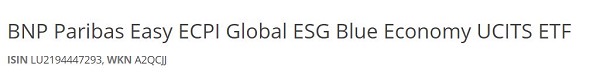 BNP Paribas Easy ECPI Global ESG Blue Economy UCITS ETF