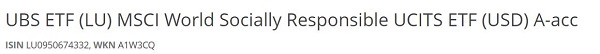 UBS ETF (LU) MSCI World Socially Responsible UCITS ETF (USD) A-acc.