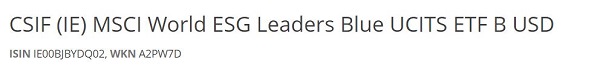CSIF (IE) MSCI World ESG Leaders Blue UCITS ETF B USD, nachhaltige ETF, nachhaltige ETFs, beste nachhaltige ETFs