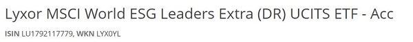 Lyxor MSCI World ESG Leaders Extra (DR) UCITS ETF - Acc.