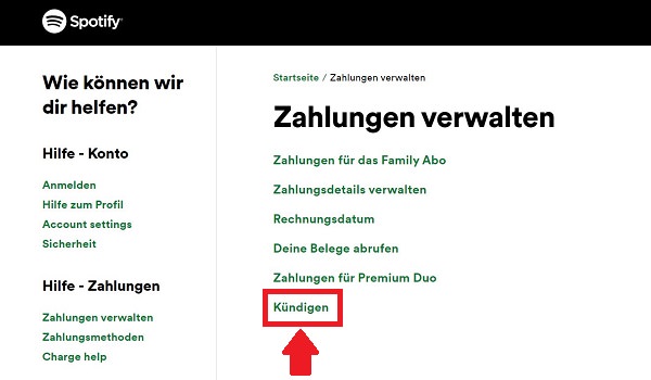 Spotify kündigen, Spotify Abo kündigen, Spotify Premium kündigen