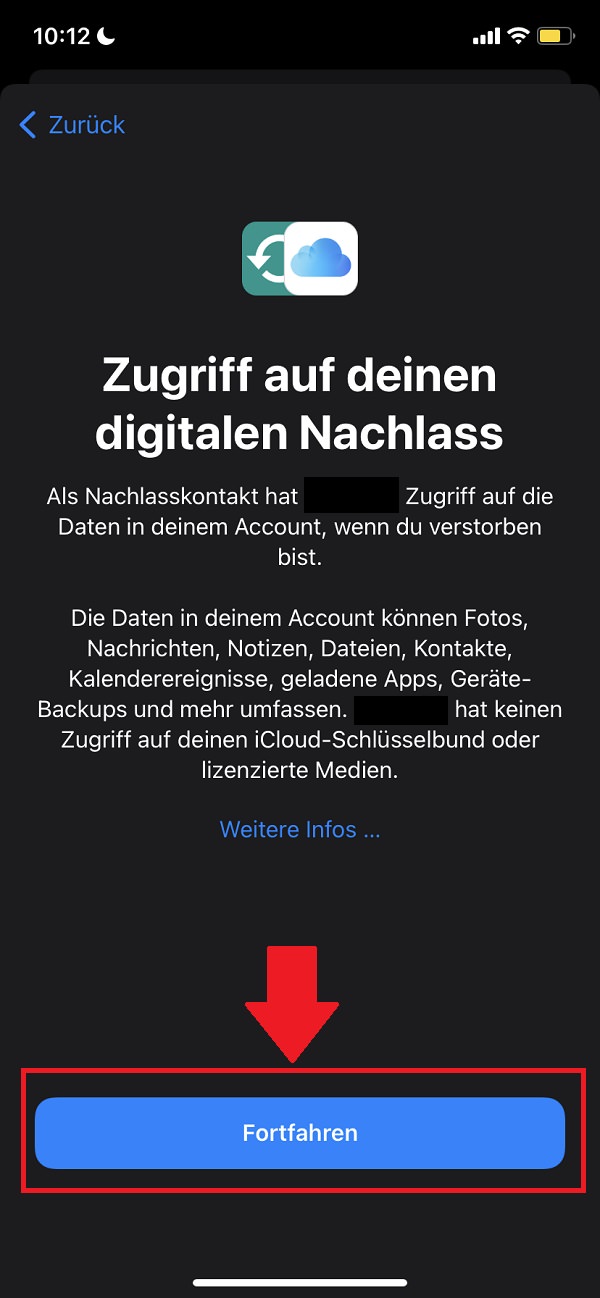 Apple digitaler Nachlass, Apple Nachlasskontakt