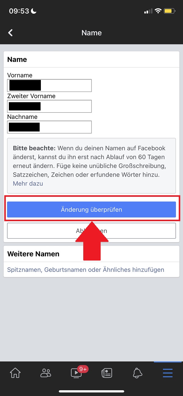Facebook-Namen ändern, Name auf Facebook ändern, Name ändern Facebook