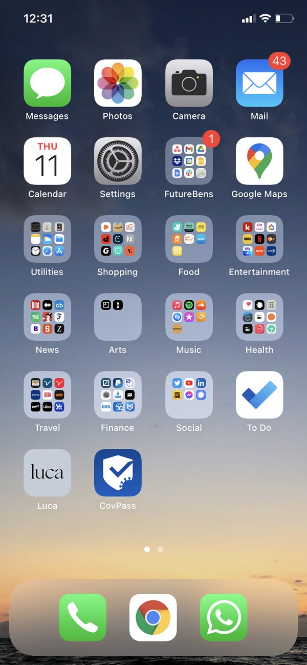 Homescreen, iPhone, Apps, Apps, Jasper Huesgen, FutureBens, Futurebens, nachhaltige Angebote für Mitarbeiter