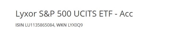 Lyxor S&P 500 UCITS ETF - Acc