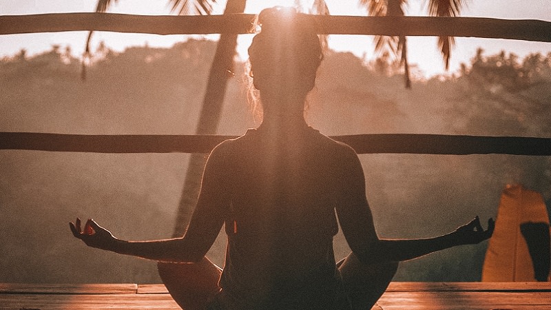 Yoga, Meditation, Sonnenaufgang, Dauerstress