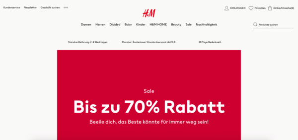 H&M, Onlineshops