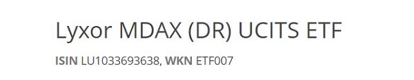 Lyxor MDAX (DR) UCITS ETF, MDAX ETF, ETF MDAX
