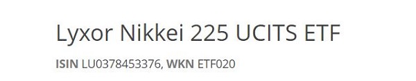 Lyxor Nikkei 225 UCITS ETF, Nikkei ETF, Nikkei 225 ETF, ETF Nikkei