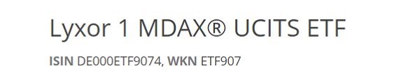 Lyxor 1 MDAX® UCITS ETF, MDAX ETF, ETF MDAX