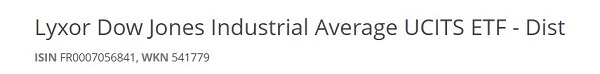 Lyxor Dow Jones Industrial Average UCITS ETF - Dist