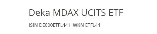 Deka MDAX UCITS ETF, MDAX ETF, ETF MDAX