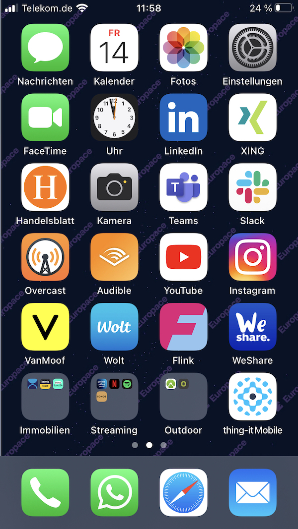 Stefan Münter, Europace, Homescreen