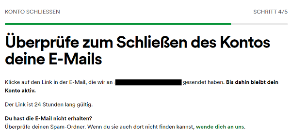 Spotify-Konto löschen, Website