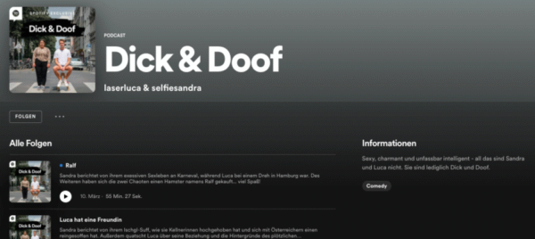 Dick & Doof, beliebtesten Podcasts Spotify