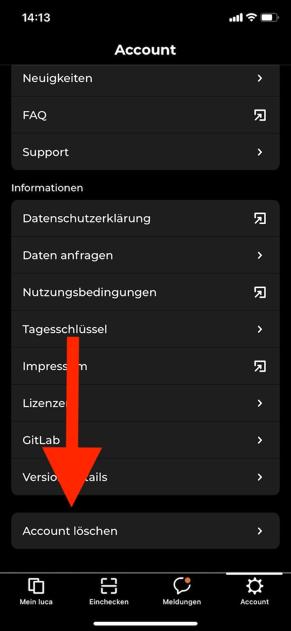 Luca-App, Account-löschen, Luca-App löschen, Luca-Account löschen, Luca-App Account löschen