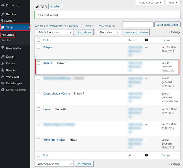 WordPress Seite duplizieren 3