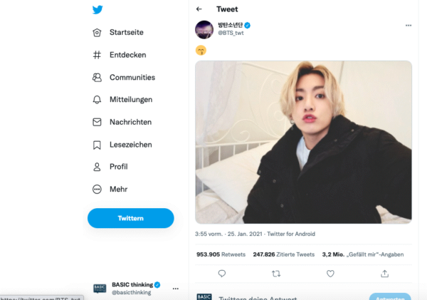 BTS, meistgeklickten Tweets