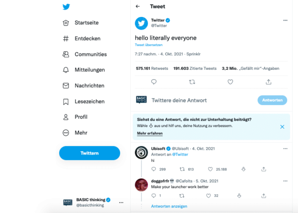 Twitter, meistgeklickten Tweets