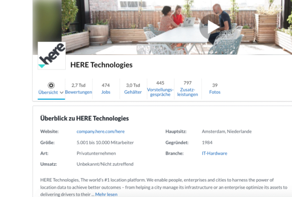 HERE Technologies, Arbeitgeber meiste Gehalt