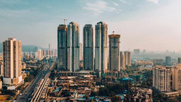 schlafen, Arbeit, Mumbai, Indien, Skyline