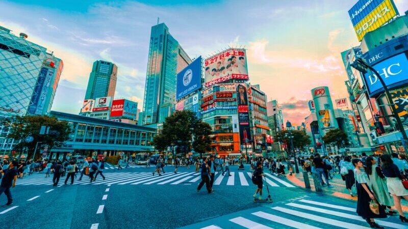 Tokio, Stadt, Menschen, Fußgängerweg, größten Städte