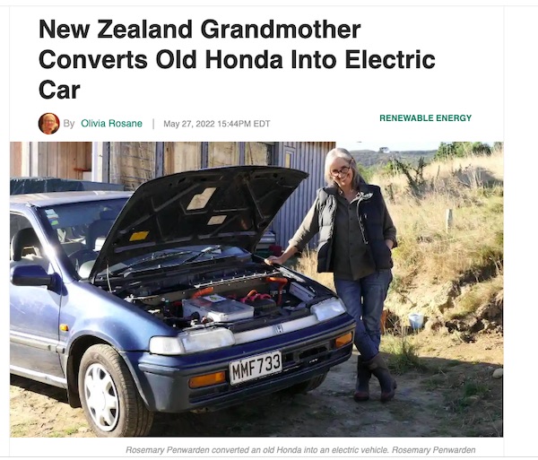 Elektroauto, solabetrieben, Neuseeland, Rosemary Penwarden