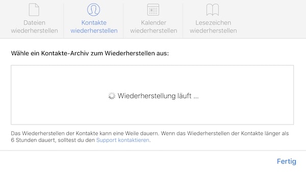 gelöschte Kontakte wiederherstellen, iPhone, iCloud