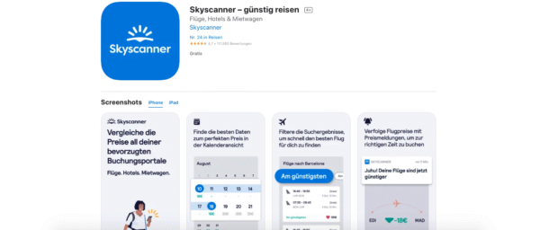 Flüge buchen, Skyscanner, Flug