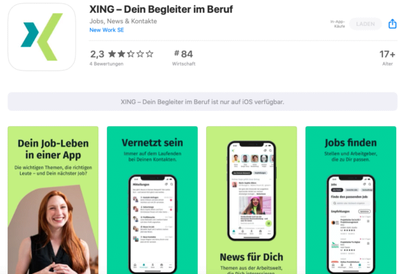 Social Media, XING, App Store