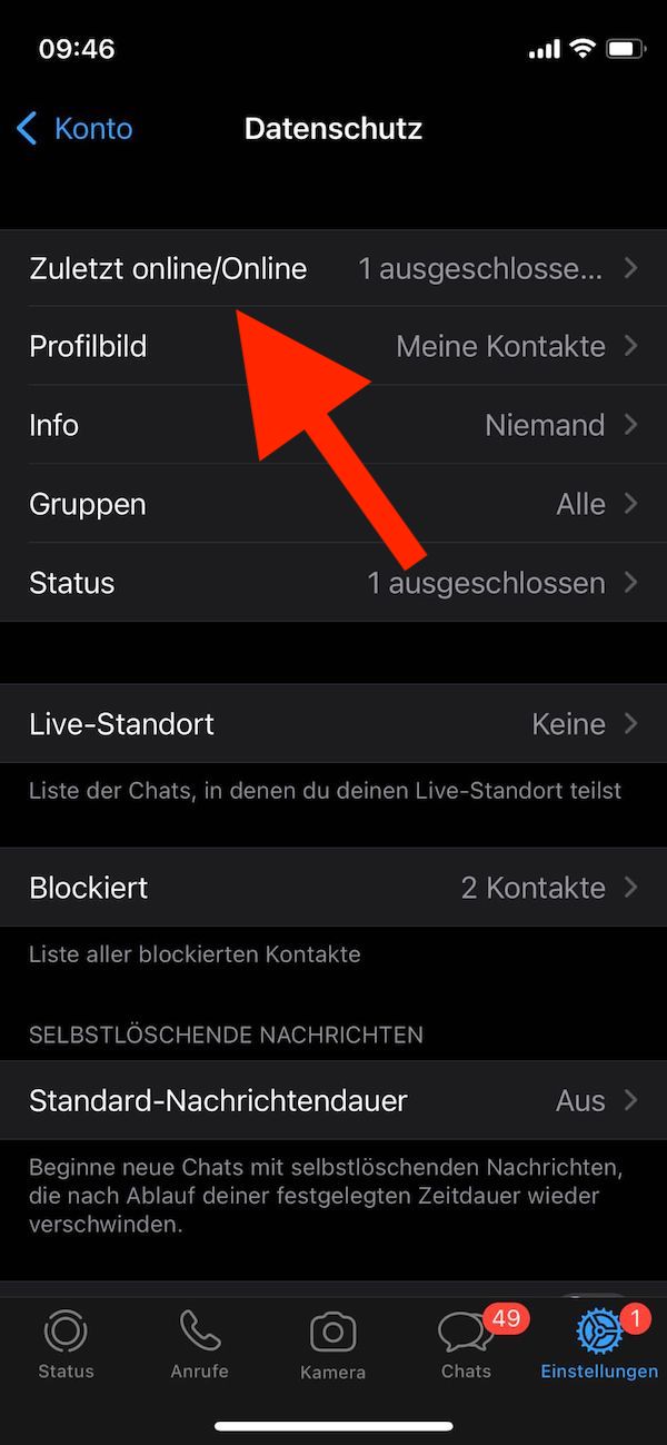 WhatsApp, Online-Status, Zuletzt online