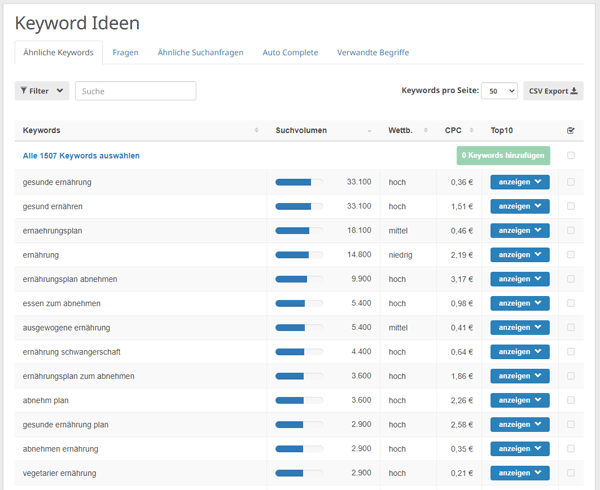 Content-Ideen finden Seobility