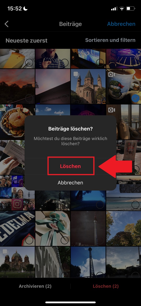 Instagram Feed löschen, mehrere Instagram-Bilder löschen, mehrere Instagram Bilder löschen, Instagram Posts löschen