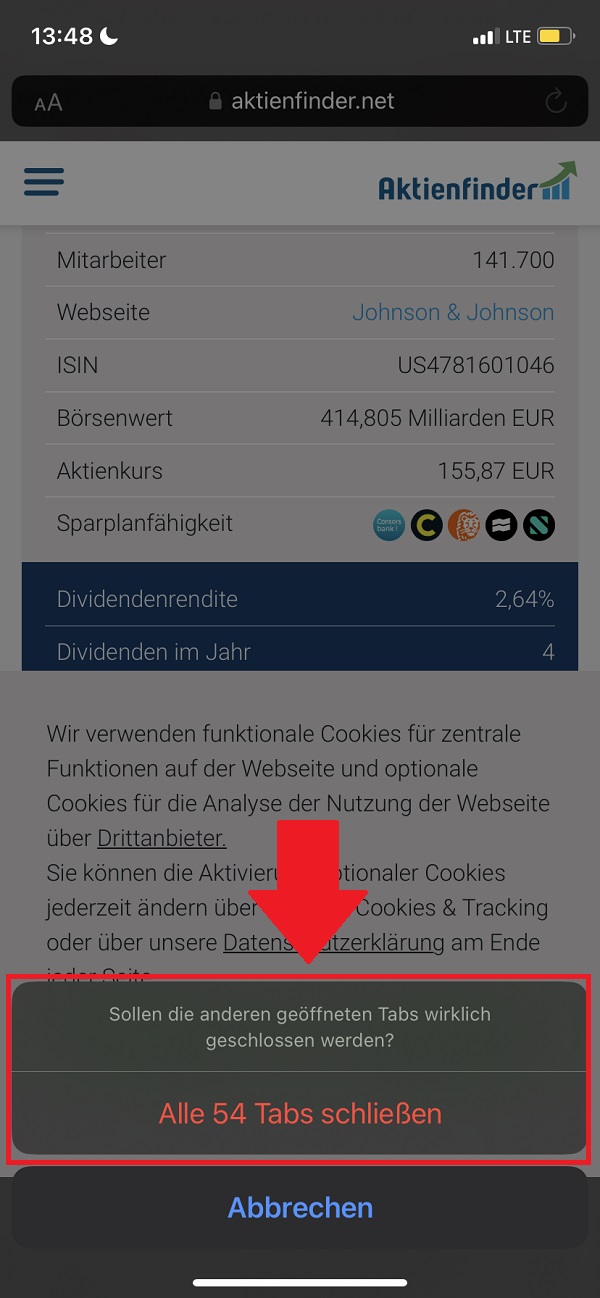 Safari Browser, Safari alle Tabs schließen, Safari iPhone alle Tabs schließen, iPhone Safari alle Tabs schließen