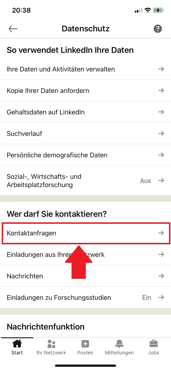 LinkedIn Kontaktanfrage verbieten, LinkedIn Kontaktanfrage Nachricht blockieren