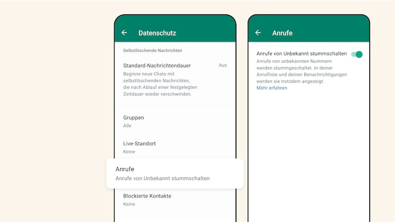 WhatsApp Anrufe von Unbekannt Stummschalten, Anrufe stummschalten WhatsApp, Unbekannter Anruf WhatsApp