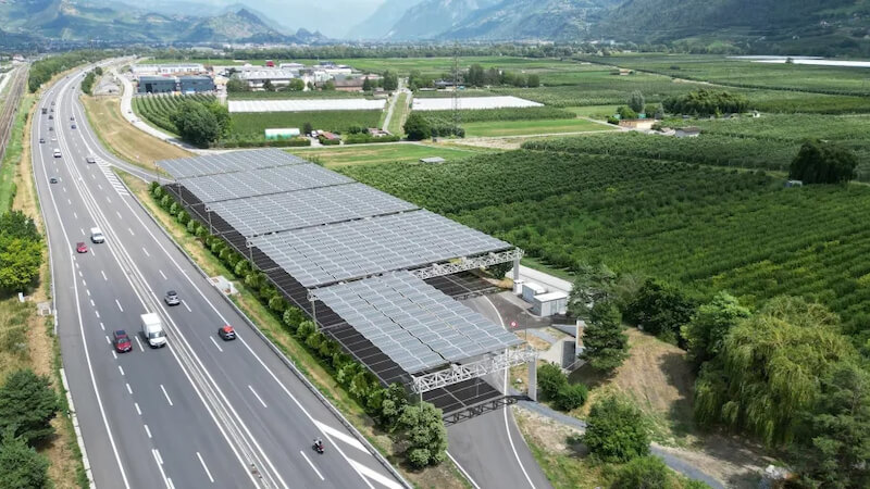 Solardach, Schweiz, Solar, Solarpaneel, Autobahn