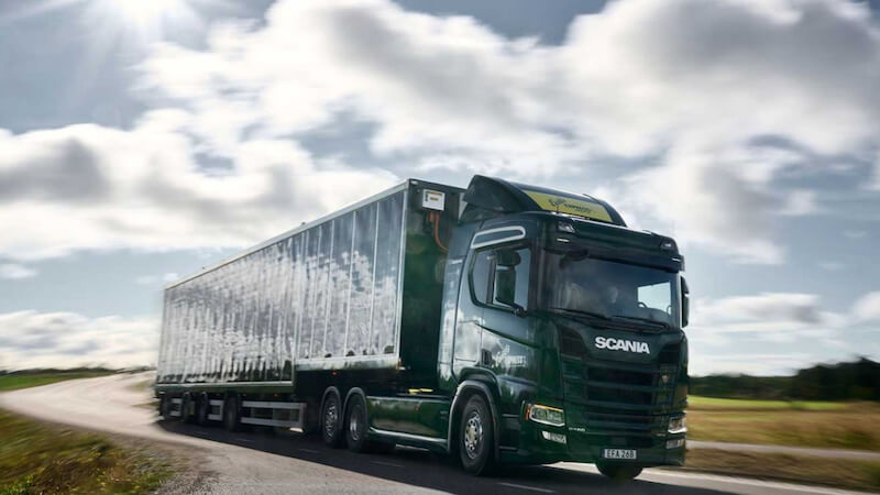 Lkw Solarzellen, Scania, Anhänger, Solarzellen, Lkw, Solar, Mobilität