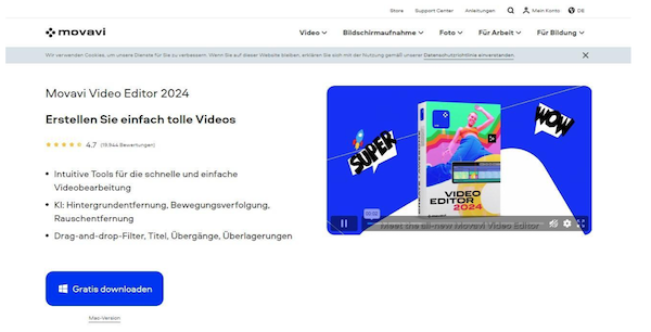 Videobearbeitung mit KI Movavi