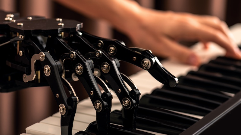 Mensch KI, Künstliche Intelligenz, Roboter, Piano, Klavier