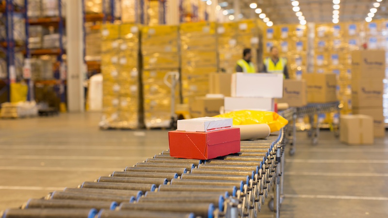 Pakete Förderband, Paket, Logistik, Lieferung, Warenlager