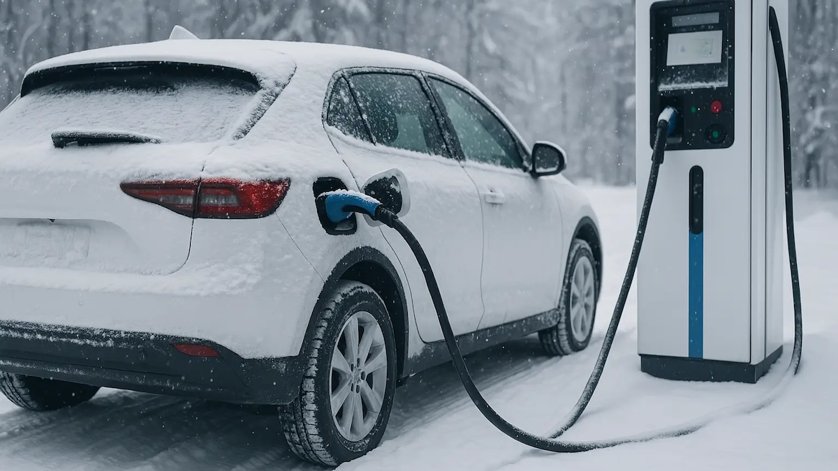 E-Auto Batterie Kälte Winter laden, Elektroauto, Elektromobilität. Lithium-Borat-Carbonat