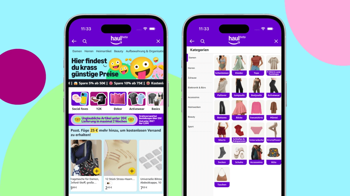 Amazon Haul Shopping App Temu Billig-Plattform