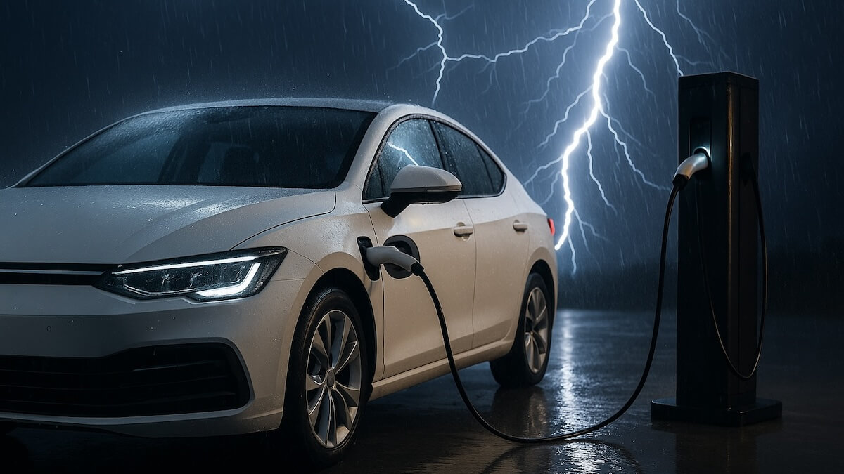 E-Autos bei Geister laden Elektroautos Blitze