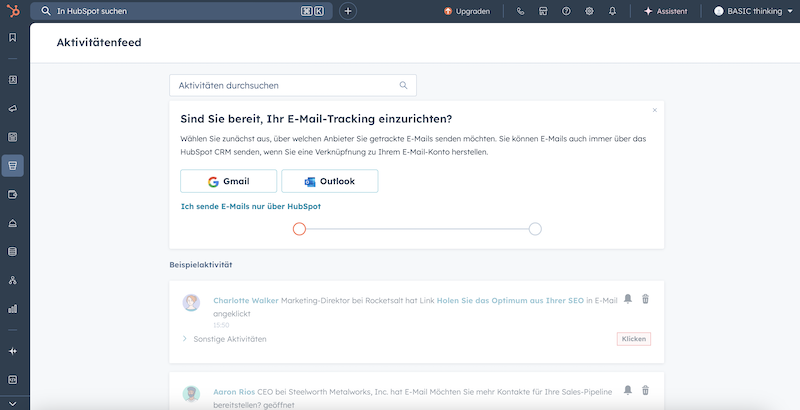 Der Aktivitätenfeed bei HubSpot