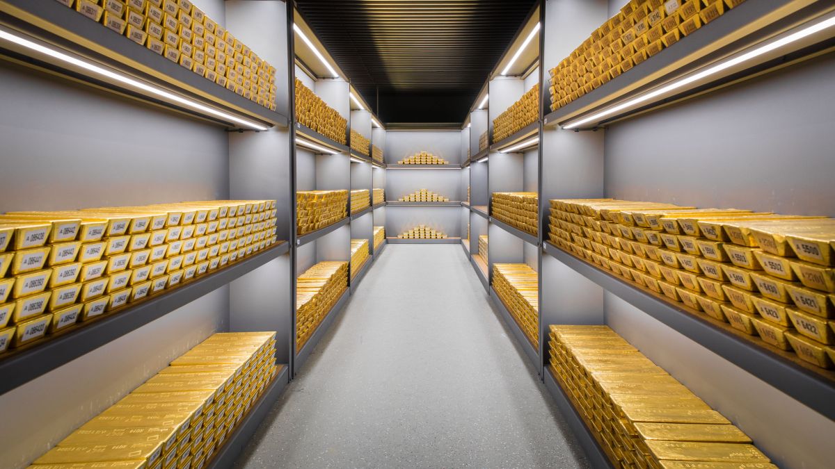 Gold Goldreserven Lager Goldbarren Bank