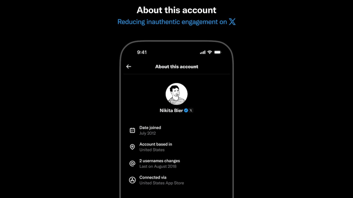Über dieses Konto X Twitter Herkunfsangabe